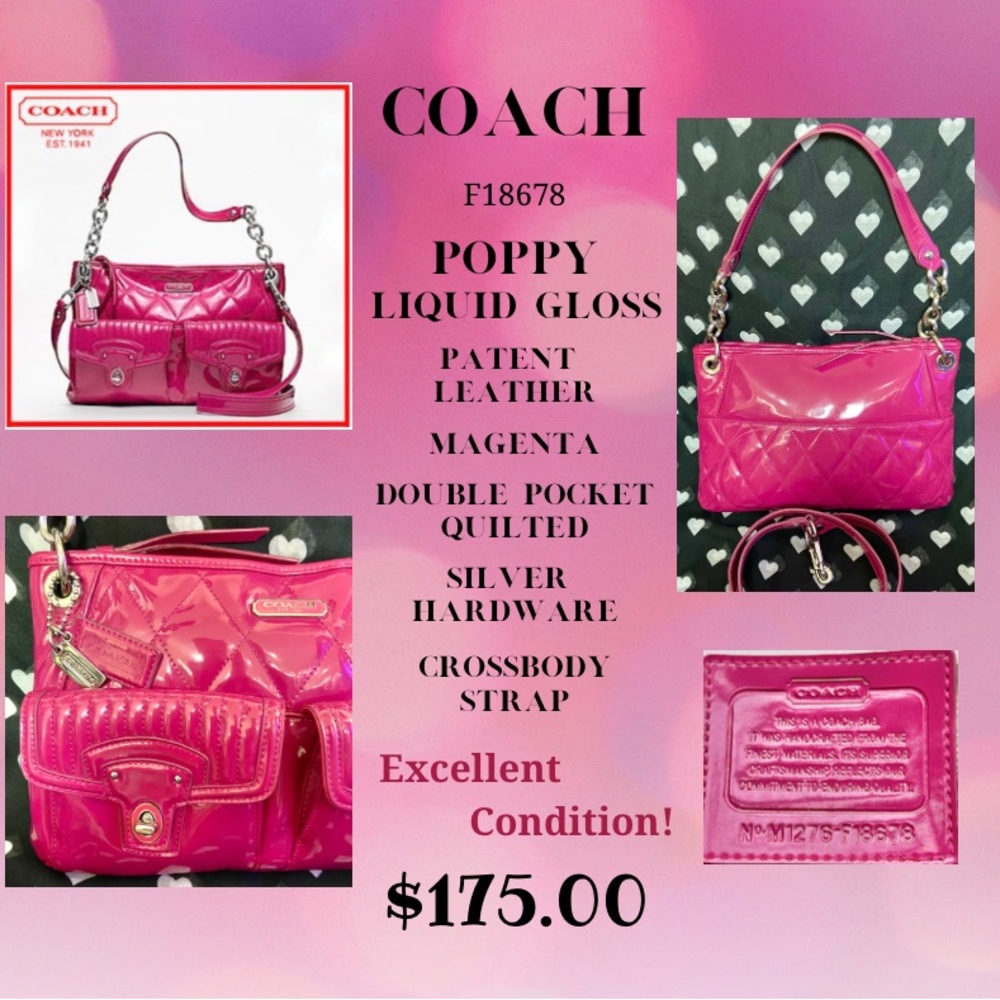 Coach Poppy Magenta Pink Liquid Gloss Handbag